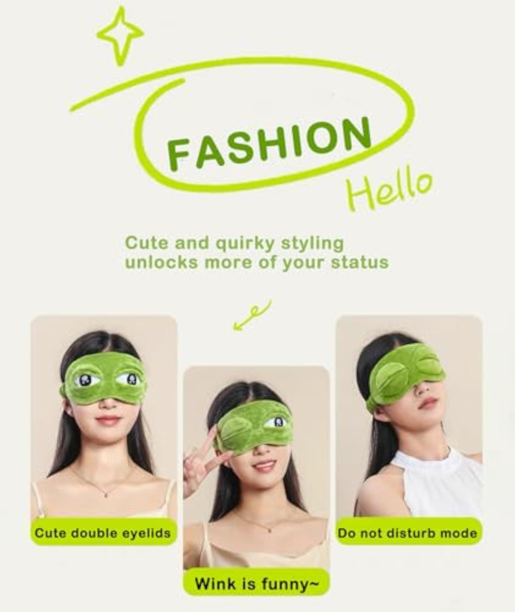 Plush Frog Eye Mask for Kids and Adults, Lightweight