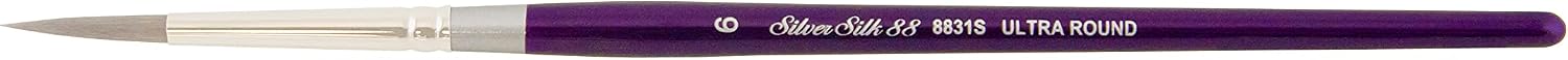 Silver Brush Limited 8831S Silver Silk Ultra-Round Brush for Watercolor, Gouache, and Acrylic Paint, Size 10, Short Handle