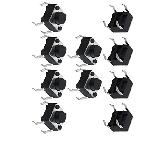 Aexit 10 Pcs Industrial Switches 6 x 6 x 5mm 4 Pin DIP Through Hole Push Botton Pushbutton Switches Tact Switch