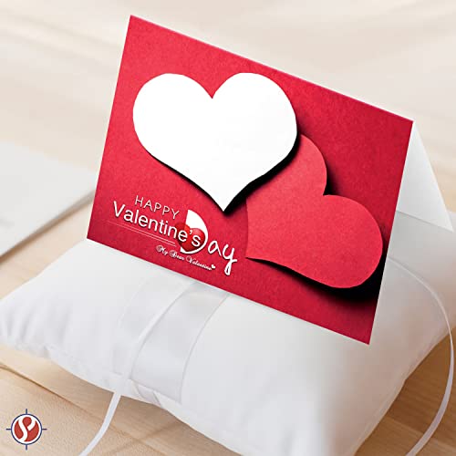 Happy Valentine’s Day Greeting Cards And Envelopes, Beautiful And Romantic Red And White Love Hearts Greetings For Husband, Wife, Boyfriend, Or Girlfriend | 5 X 7” (A7 Size) | 25 Per Pack #TOP3