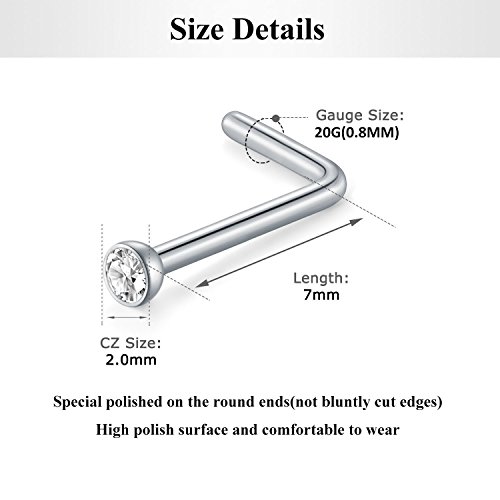 Briana Williams Nose Studs Nose Rings for Women 18G 20G Corkscrew Nose Ring Stainless Steel Nose Screw Studs Nose Rings Studs Surgical Steel Nostril Nose Piercing Jewelry4