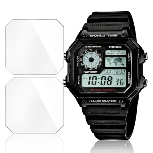 Image of PROTECTERR 2-Pack Screen Protector for Casio Watch AE-1200WH-1AVDF (D097) Smartwatch - Flexible TPU Screen Guard, HD Clear, Anti Scratch, Bubble Free, Full Coverage Film - Not Tempered Glass