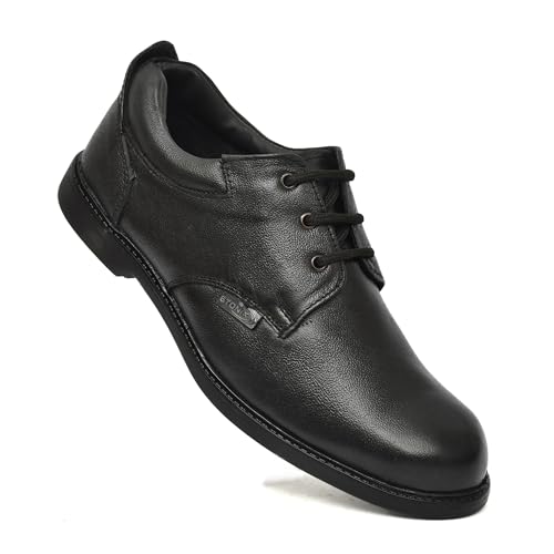 STONIX® Formal Premium Safety Shoes for Men's With Industrial Steel Toe cap | Anti-Slip and Water Resistant | Genuine & TPR Sole | Durable for Construction Work's,(SIZE-06, BLACK)