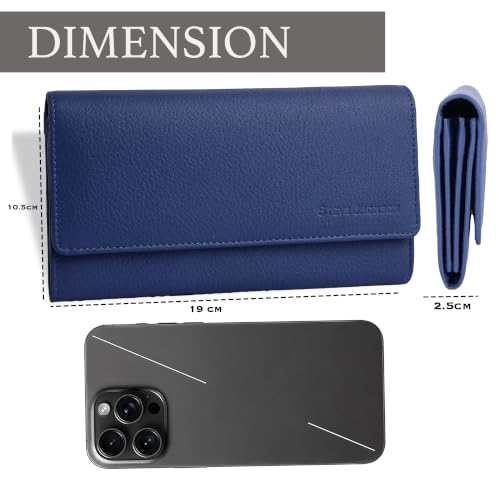 Image of Steve Jhonson Leather Wallet for Women - Mini Hand Purse with Card Holder - Women Stylish Clutch Purse - Cute Mini Ladies Wallet for Daily Use - Fancy Ladies Purse with Slim Design (Blue)
