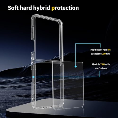 Image of for Samsung Galaxy Flip 7 Case Samsung Flip 7 Case Lightweight Cell Phone Protective Cover Flexible Anti Yellowing Durable Rugged DropProof Shockproof TPU Crystal(Clear)