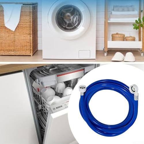 Honseadek Tubo di ingresso dell'acqua extra lungo a freddo per lavatrici lavastoviglie – 90° in PVC resistente allo scoppio 1,5/2,5/3 m di lunghezza (3 metri)