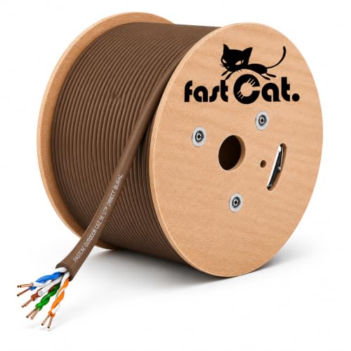 fast Cat. Cat6 Direct Burial Outdoor Rated CMX Cable,Waterproof, 23AWG Solid Bare Copper, 550MHz, UL Listed, Unshielded UTP, Bulk Ethernet Cable (500ft, Brown)