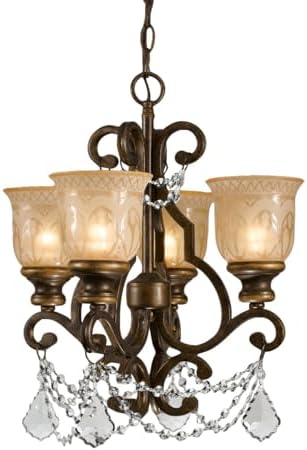 Norwalk 4 Light Clear Crystal Bronze Umber Mini Chandelier with Glass Shades