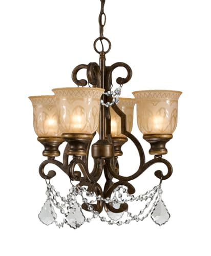 Norwalk 4 Light Clear Crystal Bronze Umber Mini Chandelier with Glass Shades