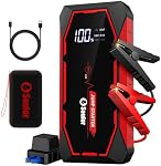 Démarreur de saut de batterie booster de voiture,5000A Démarreur de saut portable jusqu'à 8L Gaz & 6L Moteurs diesel,12V Booster de batterie de voiture avec des câbles de Jumper LED lampe