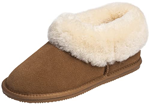 Lambland Women's Luxury Genuine Sheepskin Boot Slippers Hard Sole Ladies Slip On Fluffy Bootie (Brown, uk_footwear_size_system, adult, women, numeric, medium, numeric_5)