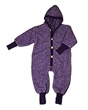 cosilana overall lila  Cosilana Baby Kinder Fleece Overall mit Bündchen am Armen und Füßen, 60% Wolle (kbT), 40% Baumwolle (KBA) (86-92, Braun-Melange)