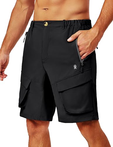 Little Donkey Andy Short cargo masculino elástico de secagem rápida para trilhas golfe viagem preto