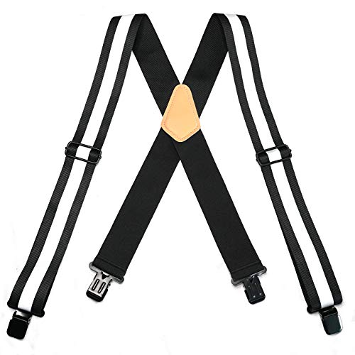 Image of MELOTOUGH Men's Suspender 2 inch Wide Partial Elastic Strap for Jeans Pants | Men's Work Suspenders, Heavy Duty Clips, Partial Elastic Stretch, Supports Work Pants & Jeans, Ideal for Tradespeople