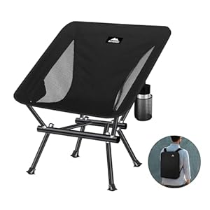Camping Chair Portable Beach Chair with Tripod Frame – Compact Lightweight Folding Chair Backpack Hiking Chair 133ZZ-SJB（Black）