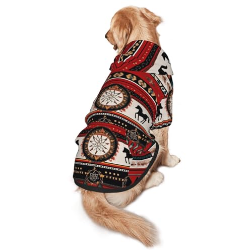 Luxury XL Dog Sweater with Native Art & Horse Design