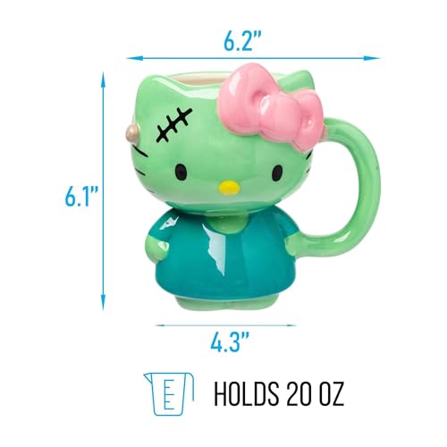 Image of Silver Buffalo Sanrio Hello Kitty Frankenstein Look, 3D Sculpted Mug, 20oz | Halloween Costume, Ceramic, 0.59 Liters