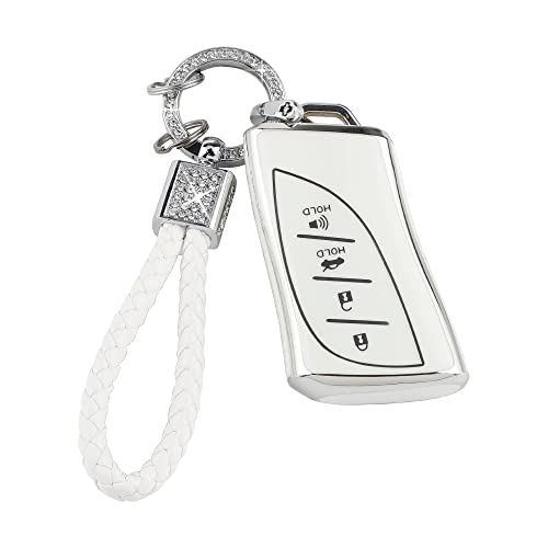 PIFOOG for Lexus Key Fob Cover Bling Keychain TPU Car Keys Case Shell Protector Protection for Lexus GX ES NX LC RC LS UX Accessories 4 Buttons Girly Women Cute