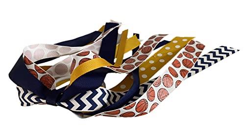 Basketball Glitter Ponytail Streamer Hair Bow For Girls Team School, Navy Blue Gold Or Match Colors, Softball Volleyball #TOP19