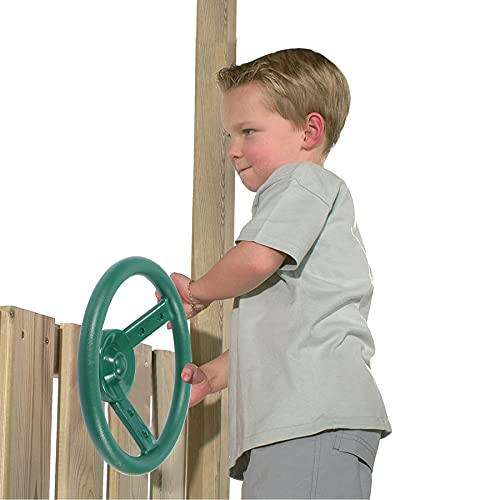 RedSwing Playground Accessories for Kids, Outdoor Swingset Attachments with Pirate Ship Wheel, Toy Telescope, Telephone and Safety Handles (Yellow and Green) - Thumbnail 7