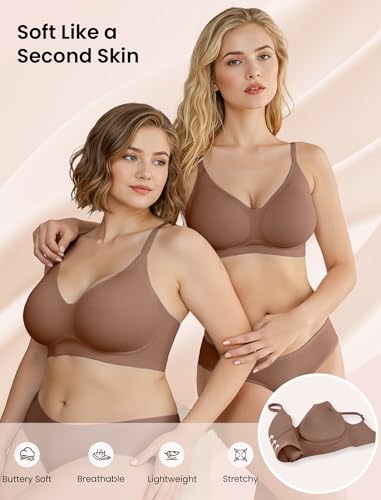 Image of Vertvie Wireless Bras for Women Full Coverage Supportive Seamless Bralettes No Underwire Push Up Comfort Soft T-Shirt Bra