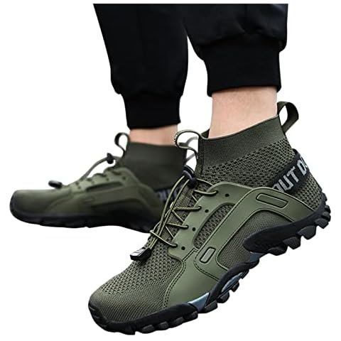 YANFJHV Trainers men's black hiking shoes sports shoes outdoor comfortable road running shoes running shoes mesh breathable fitness shoes leisure shoes non-slip trainers running shoes, Army Green, 8 Cover