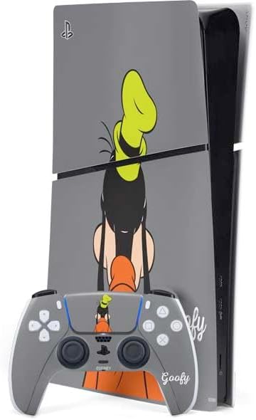 Skinit Decal Gaming Skin Compatible with PS5 Slim Digital Edition Bundle - Officially Licensed Disney Friends Retro Goofy Stamps Art Design