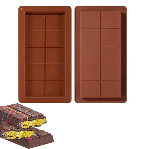 2 PCS Moule Tablette Chocolat,Moule Tablette Chocolat Dubai Moules à Chocolat en Silicone,Antiadhésifs Silicone Moules à Cho colat Profond,Antiadhésif &...