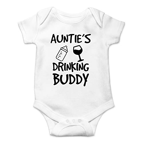 Image of CBTwear Auntie's Drinking Buddy Baby Bodysuit Cute Girl Newborn Clothes Funny Infant Outfit Unisex