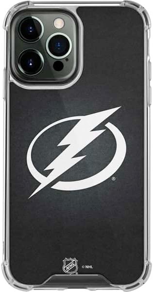 Skinit Clear Phone Case Compatible with iPhone 14 Pro Max - Officially Licensed NHL Tampa Bay Lightning Black Background Design