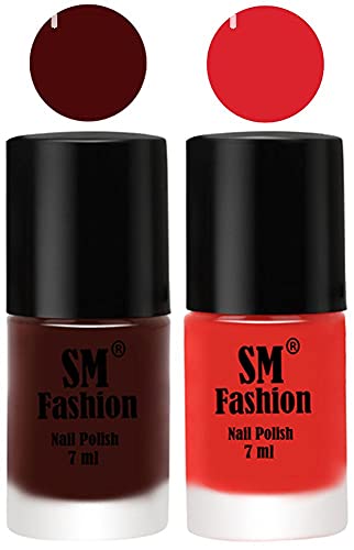 Image of Long Lasting Nail Polish | Nail Paint Combo 7 ml Each) - Set of 2 Wine-Candy Orange