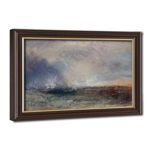 Toile Stormy Sea Turner pour salon - Cadre mural suspendu décoration marine 20x30 cm