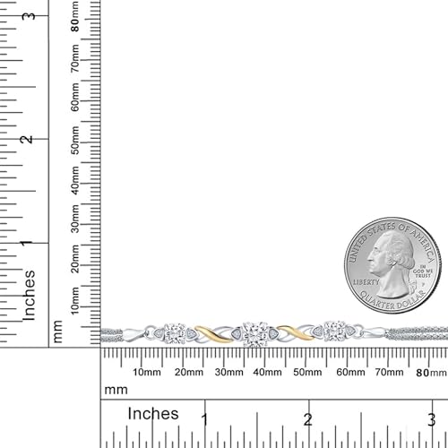 Gem Stone King 925 Silver and 10K Yellow Gold White Moissanite and White Lab Grown Diamond Bracelet For Women (2.55 Cttw, Asscher Cut 6MM and 5MM, 6.5/7/7.5 Inch, Made in Italy)4