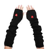 HekouJiub Black Arm Warmers Y2k Knitted Long...