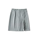 Jeovuanun Womens Basic Casual Short Tube Skirt Stretch Pinstripe Bodycon Mini Length Pencil Skirts (Medium, Grey_Pin)