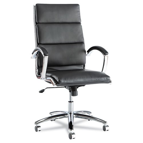 Alera - Neratoli Series High-Back Swivel/Tilt Chair, Black Soft Leather, Chrome Frame NR4119 (DMi EA