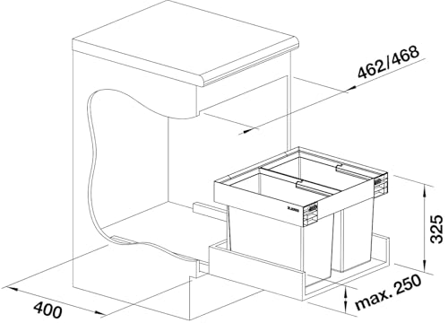 Système de déchets compact BLANCO FLEXON II pour optimiser les petits tiroirs - 3