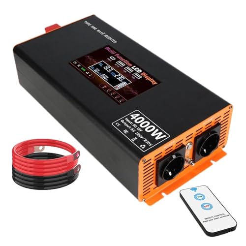 Onduleur Onduleur Sinusoïdal Pur 5000 W 12 V vers 220 V avec Prise UE pour Stockage De Batteries Solaires Et Chalets Hors Réseau Power Inverter(4000W)
