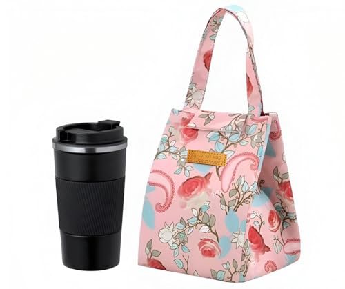 Vaso térmico antigoteo para café + Bolsa térmica porta café de diseño con aislante térmico, Vaso de 400 ml antigoteo Termo cafe para llevar Termo pequeño.