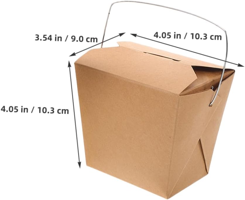 50pcs Handle Takeout Food Containers Chinese Rice Chicken Fries Burger Paper Boxes for Catering