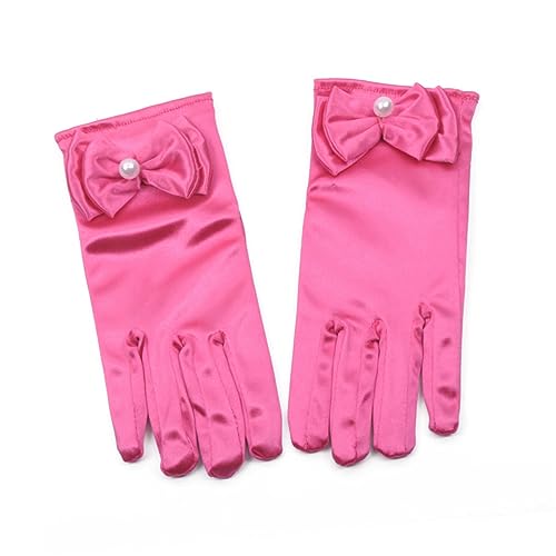 Princess Gloves for Kids Bowknot Design Micro Elastic Performance Gloves Short Cosplay Costume Accessories for Dress-Up Parties Suitable for Children