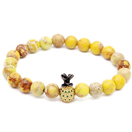 Bracelet de perles en pierre naturelle cadeau de couple idéal avec motif ananas en zircon