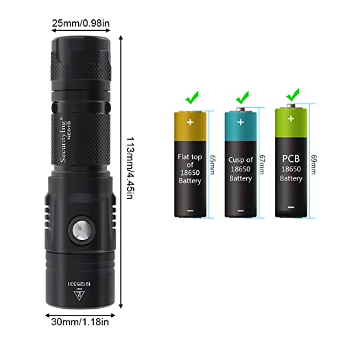 Securitying Usb Rechargeable Flashlight, 1060 Lumens 7 Modes Waterproof Compact Edc Torch With Micro-Usb Cable, Powered By Cr123A Battery(Battery Not Included) #TOP1