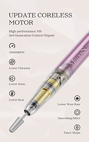 Melodysusie Nail Drill 35000Rpm Portable Electric Nail Drill, Portable Electric Nail File For Acrylic Gel Nails, Professional Nail Drill For Manicure Pedicure Polishing -Mr5 #TOP2