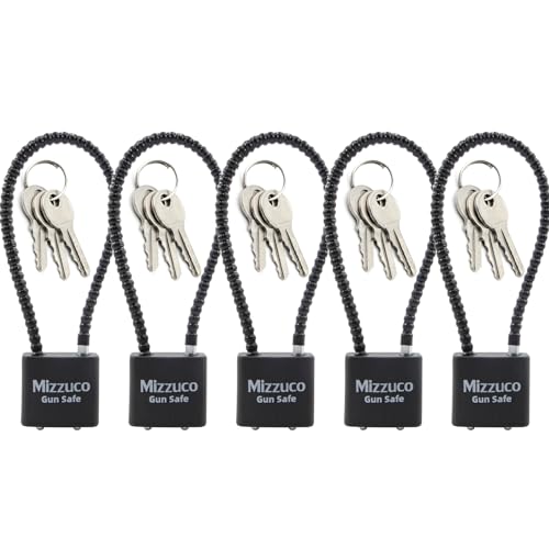Mizzuco Cable Gun Locks with Keys, 8.5", 5-Pack