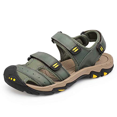 Men Outdoor Hiking Sandals Breathable Athletic Climbing Summer Beach Shoes Mens Closed Toe Sport Sandal Khaki Green