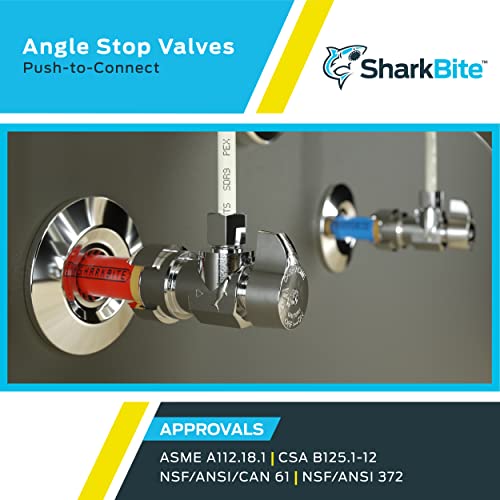 SharkBite 1/2 x 3/8 Inch Compression Angle Stop Valve, Pack of 4, Quarter Turn, Push to Connect Brass Plumbing Fitting, PEX Pipe, Copper, CPVC, PE-RT, HDPE, 23036LFA4 by SharkBite - Image 5