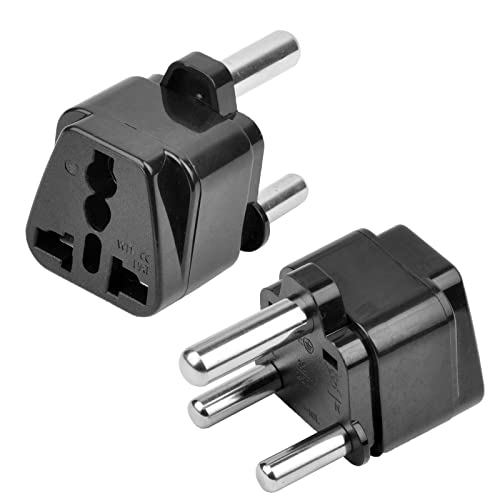 HAPPYTOPSTAR Standard South Africa 3 Pin Type M Outlet Travel Power Adapter South Africa Plug Big 3 Pinss Adaptor for South Africa Socket 2 Pack, Black