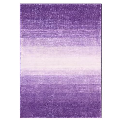 Wonnitar Modern Ombre Washable Rugs 5x7 for Bedroom, Non-Slip Purple Large Living Room Area Rug, Non-Shedding Abstract Low Pile Nursery Throw Mat Soft Floor Carpet for Bedside Dorm (Purple,5'x7')