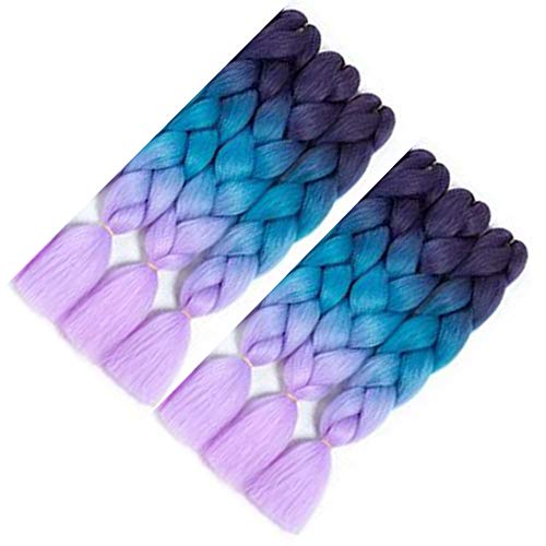 Jumbo Braiding Hair Extensions 24 Inch Ombre Synthetic Hair Crochet Braids Kanekalon Long Jumbo Braids For Box Twist Crochet Hair (purple/blue/pink)